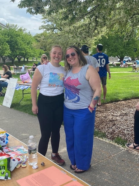 Ava Bown, English major, Class of 2022, standing with Dr. Jen Mitchell, Associate Professor of English