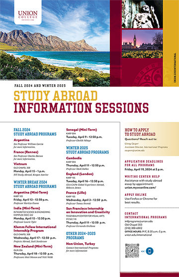 Dates&Times Information Sessions for Study Abroad
