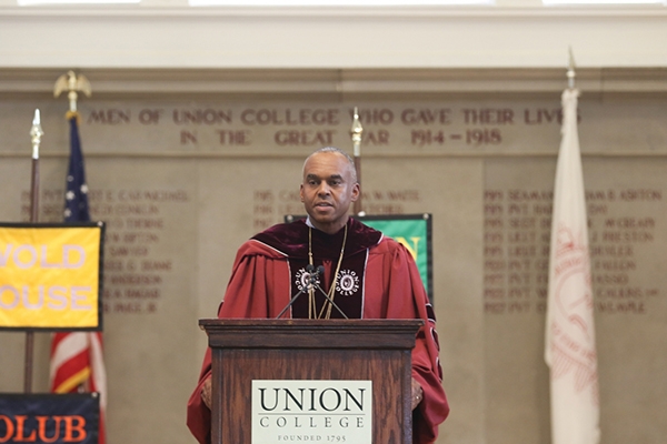 President David R. Harris helped Union open its 225th academic year Tuesday with its traditional Convocation ceremony.
