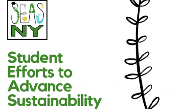 A graphic that says: Student efforts to advance sustainability