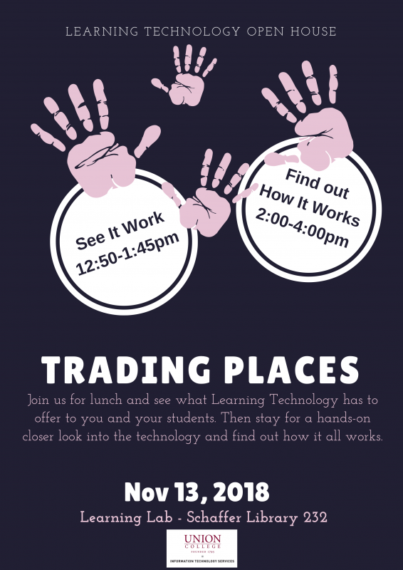 Learning Technology Open House 11/13 @ 12:50 pm Schaffer Library 232