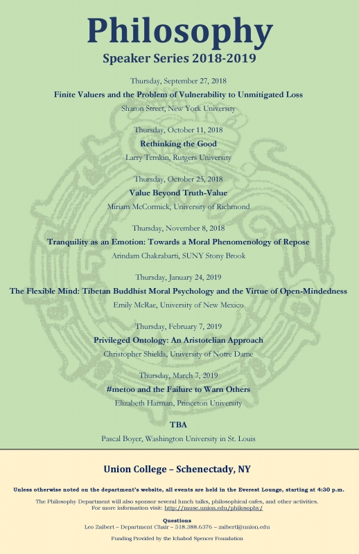 poster with speaker series schedule of events