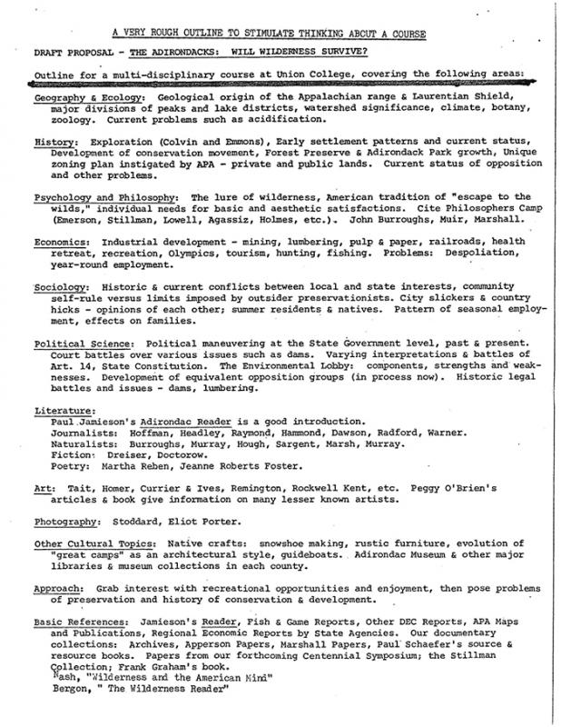 Typewritten notes formulating content for the course.