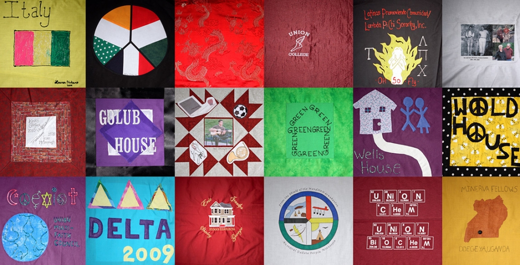 The Union College Unity Quilt hangs in Memorial Chapel