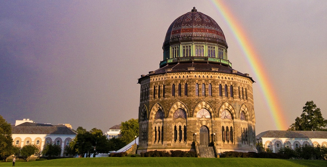 A rainbow over the Nott Memorial