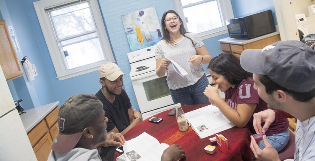 Students inside Bronner House
