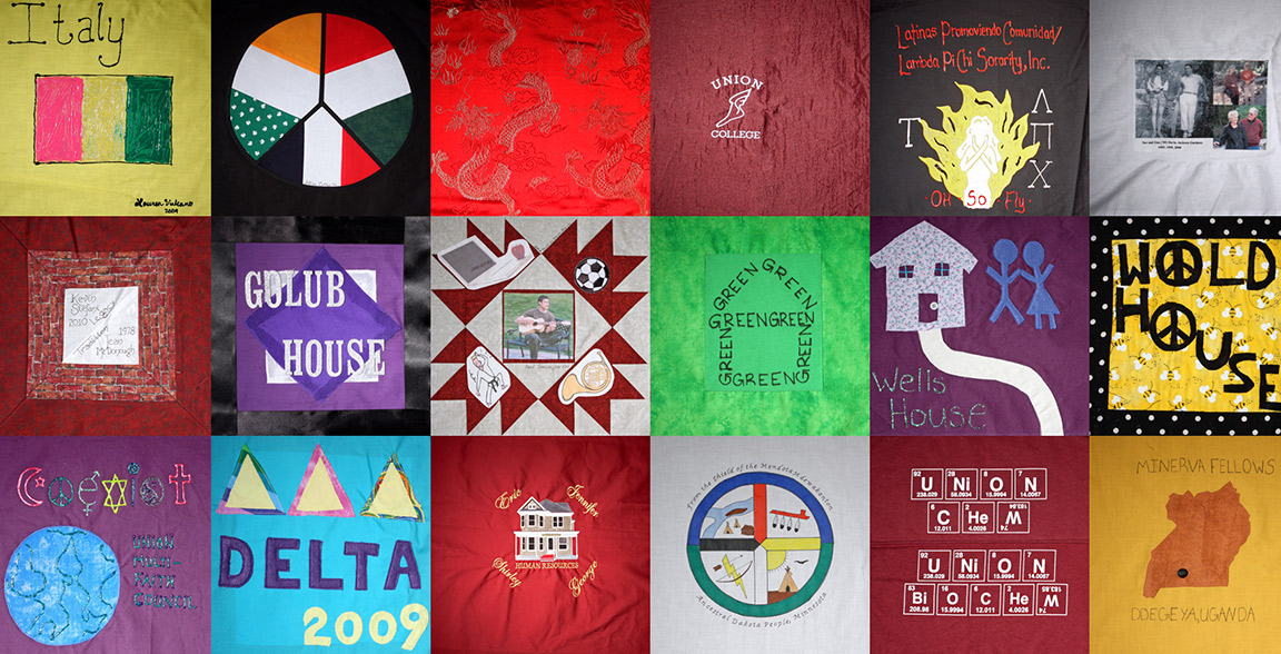 The Union College Unity Quilt hangs in Memorial Chapel