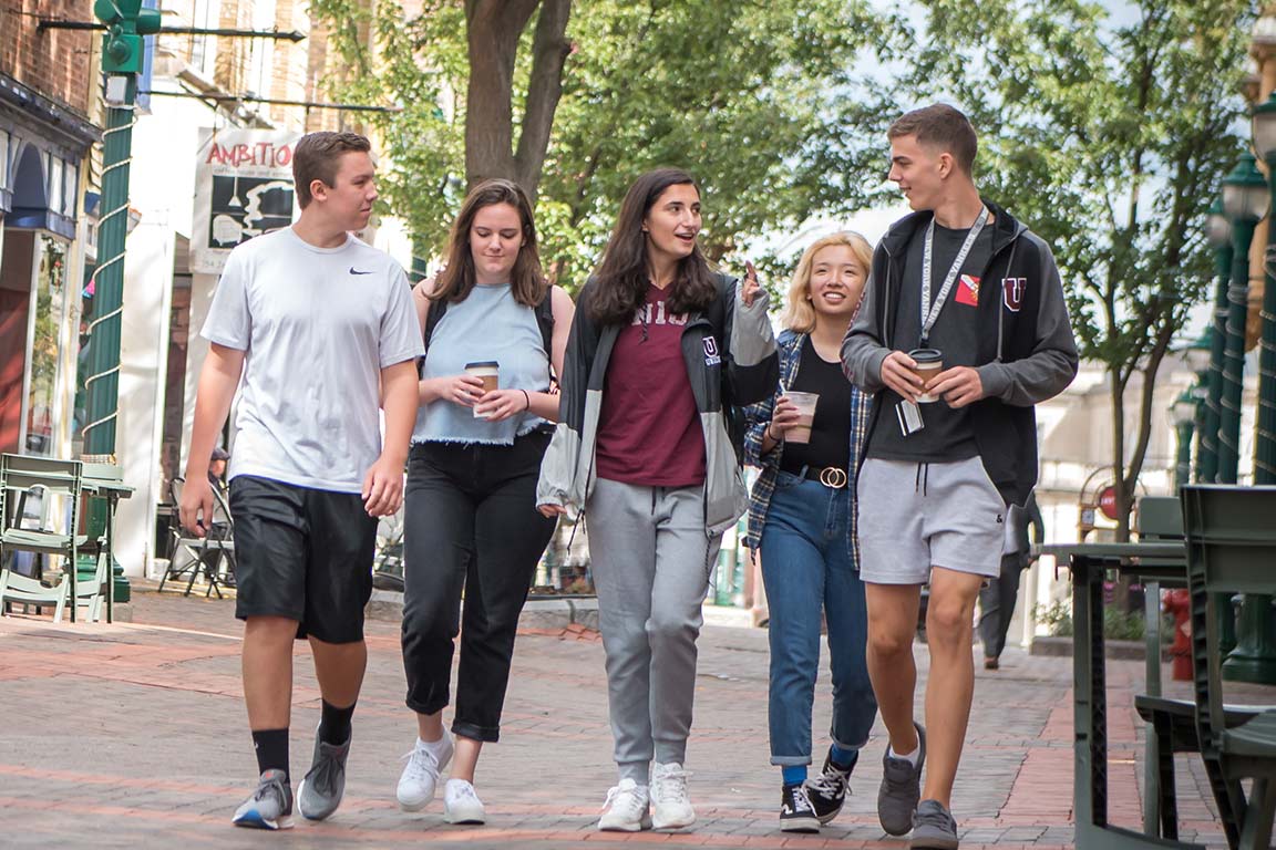 Union students taking a walk in downtown Schenectady