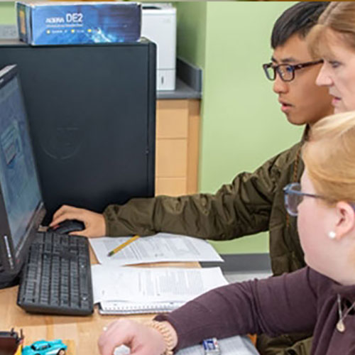 photo of students working in one of the science labs