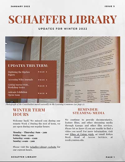 Schaffer Library Newsletter Winter 2022