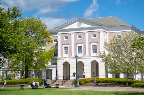 A spring view of Schaffer Library 