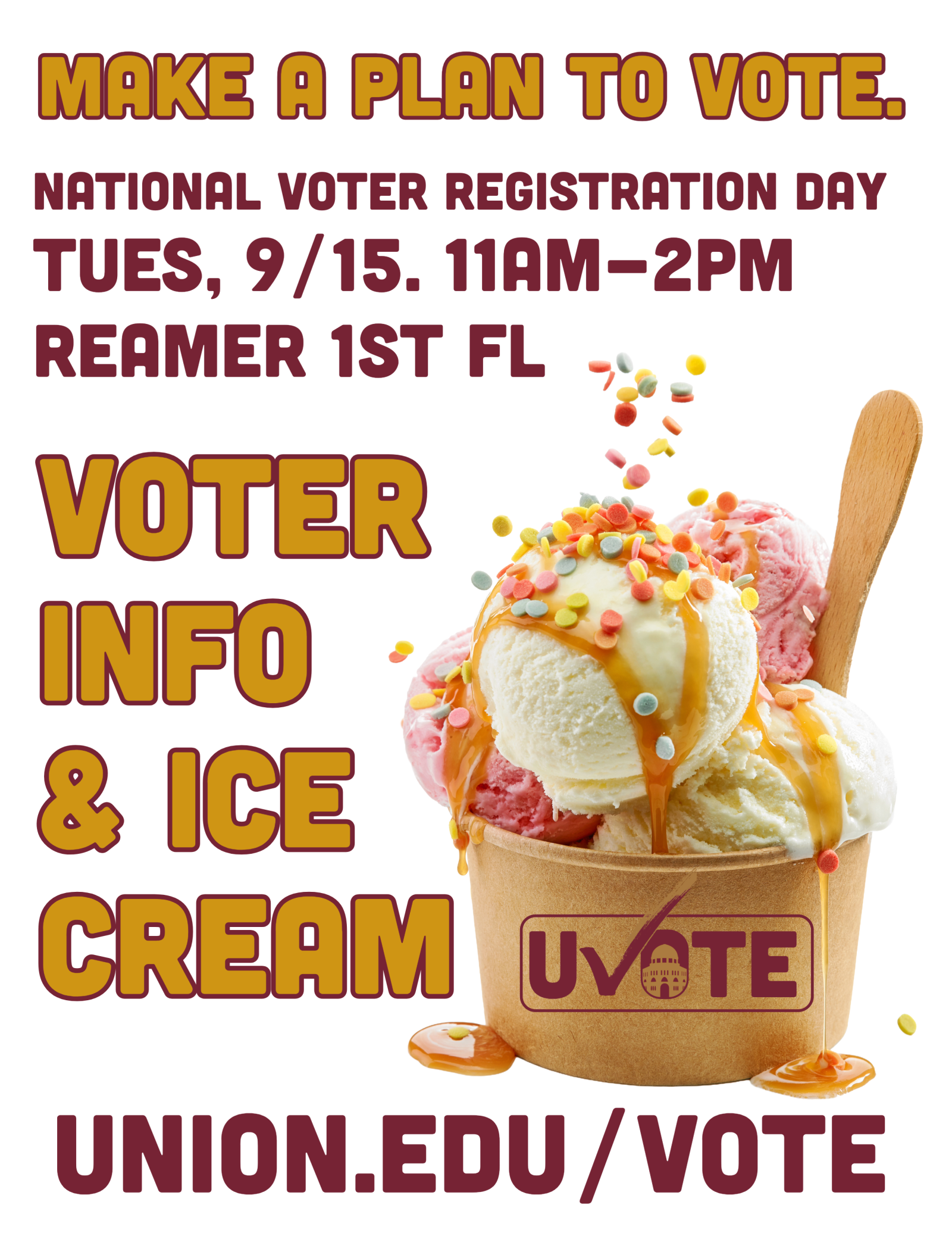 Poster advertising Voter event on September 15 at 11am at Reamer