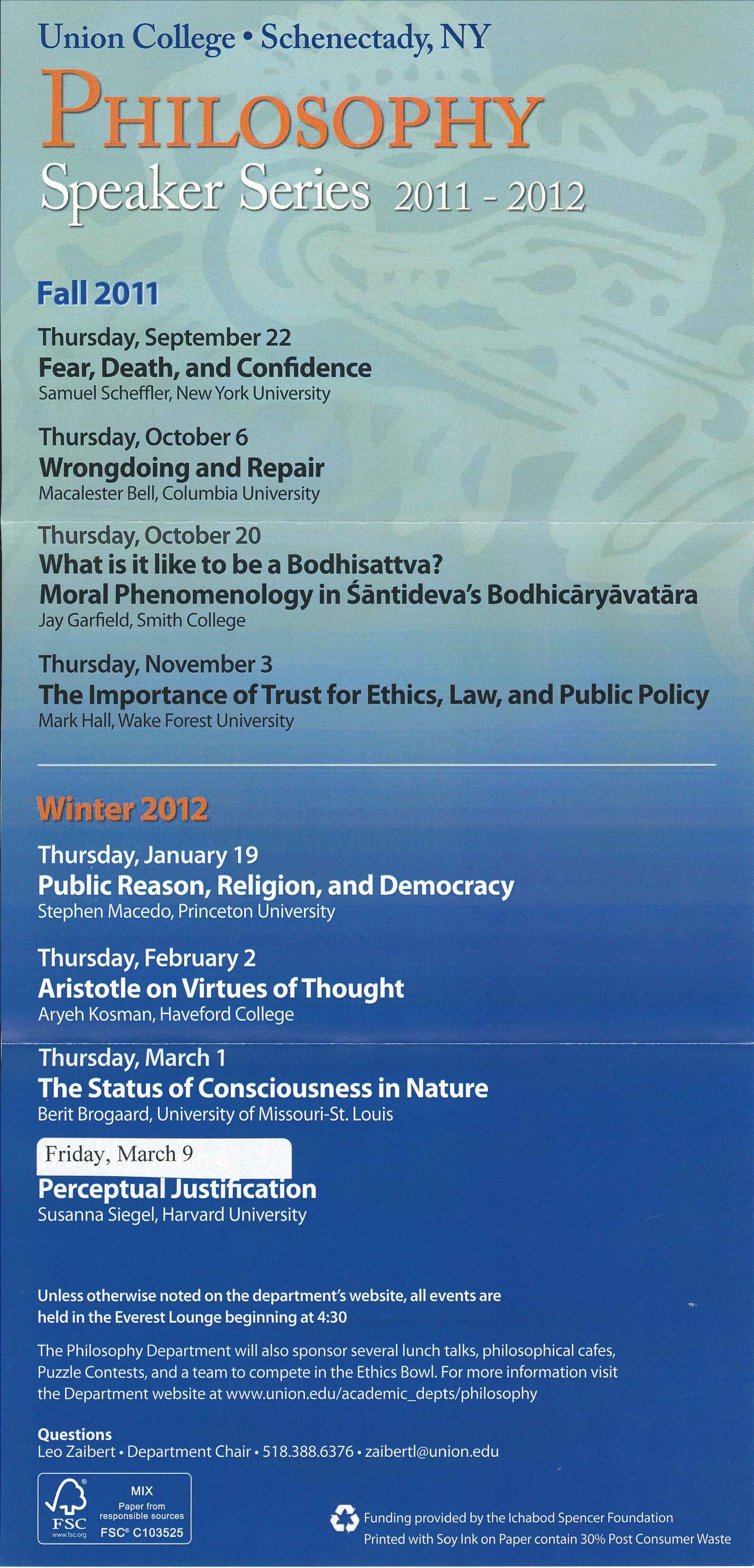 2011-2012 Speaker Series Flyer