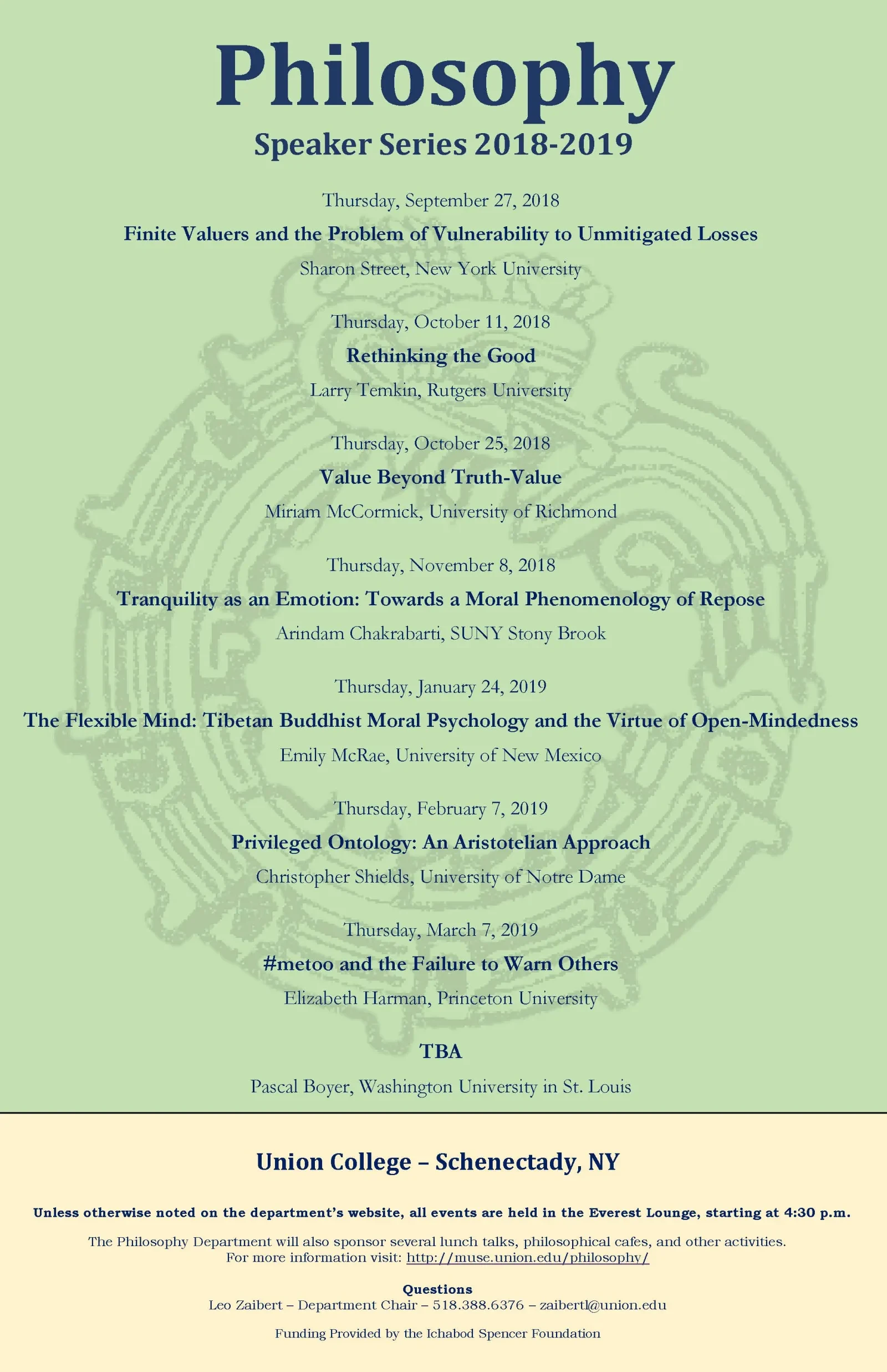 2018-2019 Speaker Series Flyer