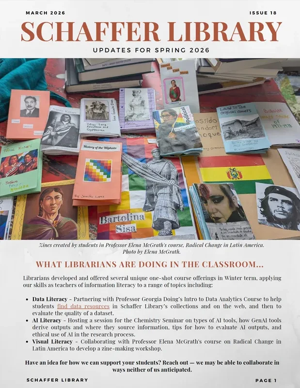 Schaffer Library newsletter issue 18 cover