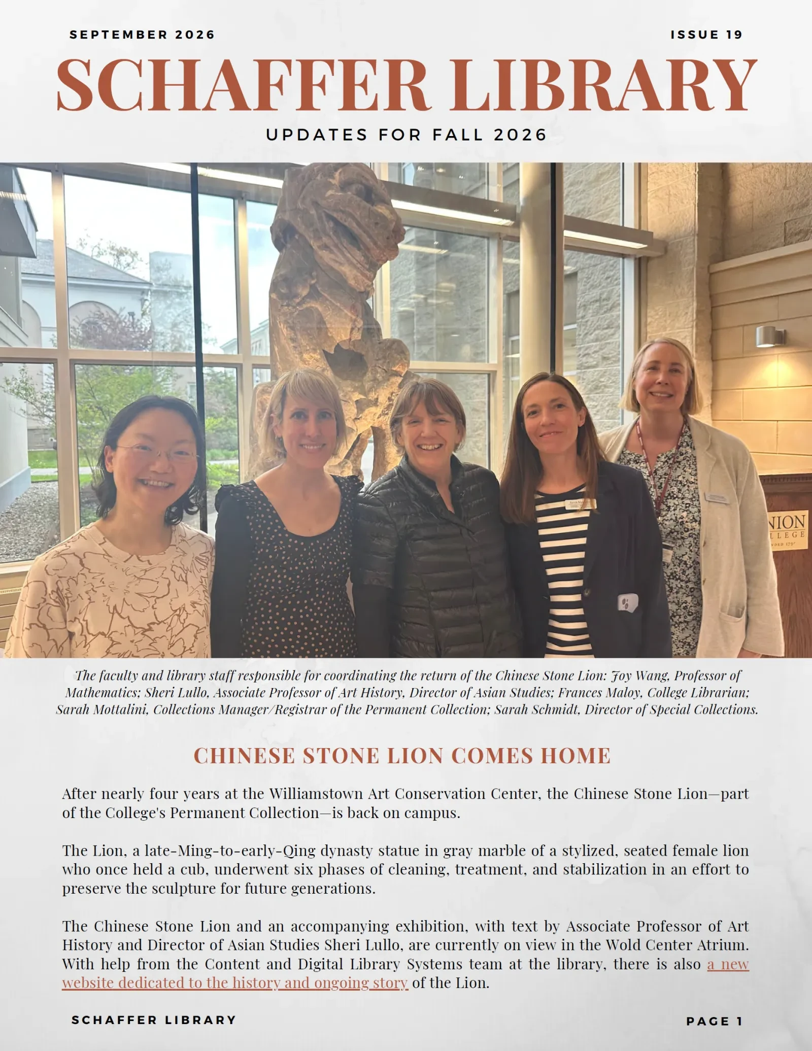 Schaffer Library Newsletter Cover Fall 2026