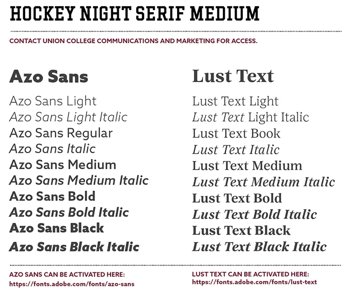 Union College fonts
