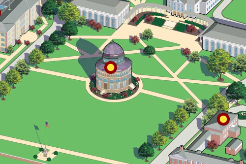 A illustration of the Union College campus