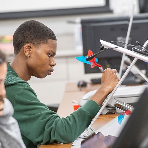 A student in a Union College digital arts class