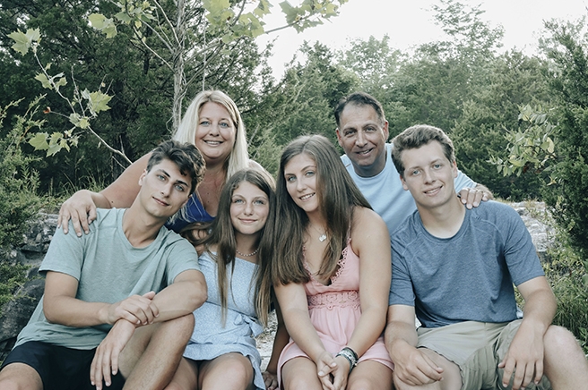 Merlo Family - Mom and Dad behind 4 children