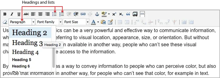 Microsoft Word Headings Menu.