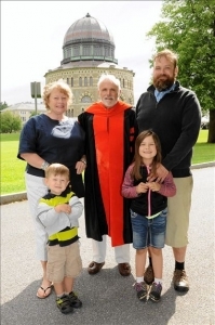 Prof. Jewell with his wife, son and grandchildren.