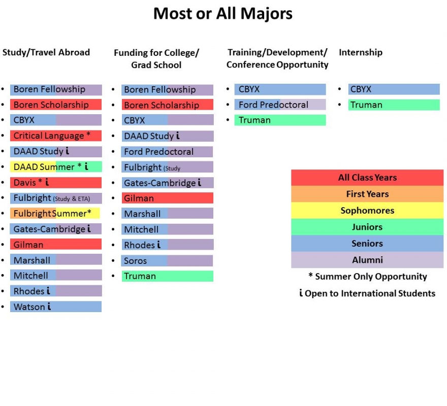 Fellowships by Major Chart