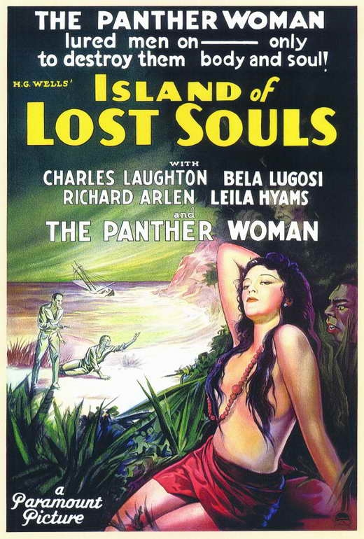 Movie poster for Island of Lost Souls, 1932.