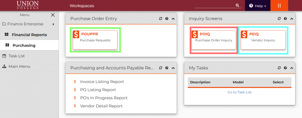 Purchasing Workspace