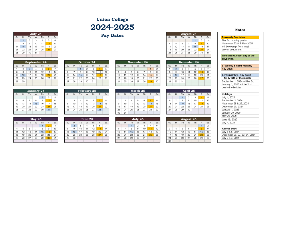 Payroll Calendar