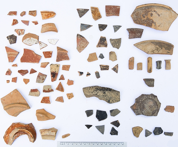 A selection of pottery collected in an area west of Temple of Athena at Notion.