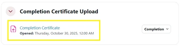 Completion Certificate Upload photo