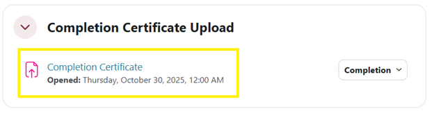 Completion Certificate Upload photo