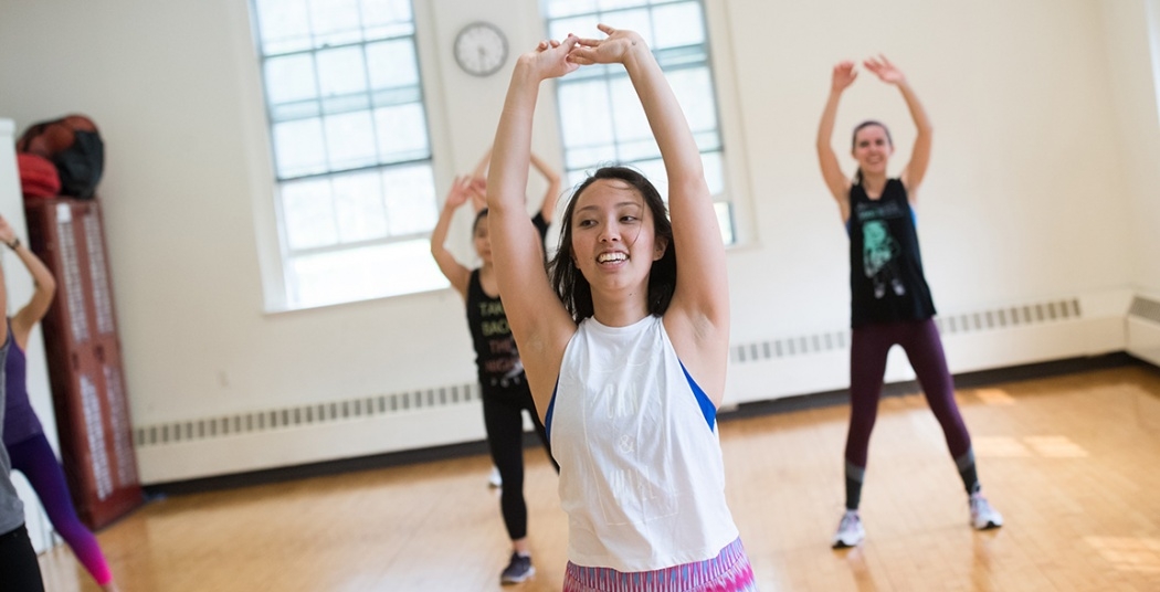 Employees enjoying a zumba class