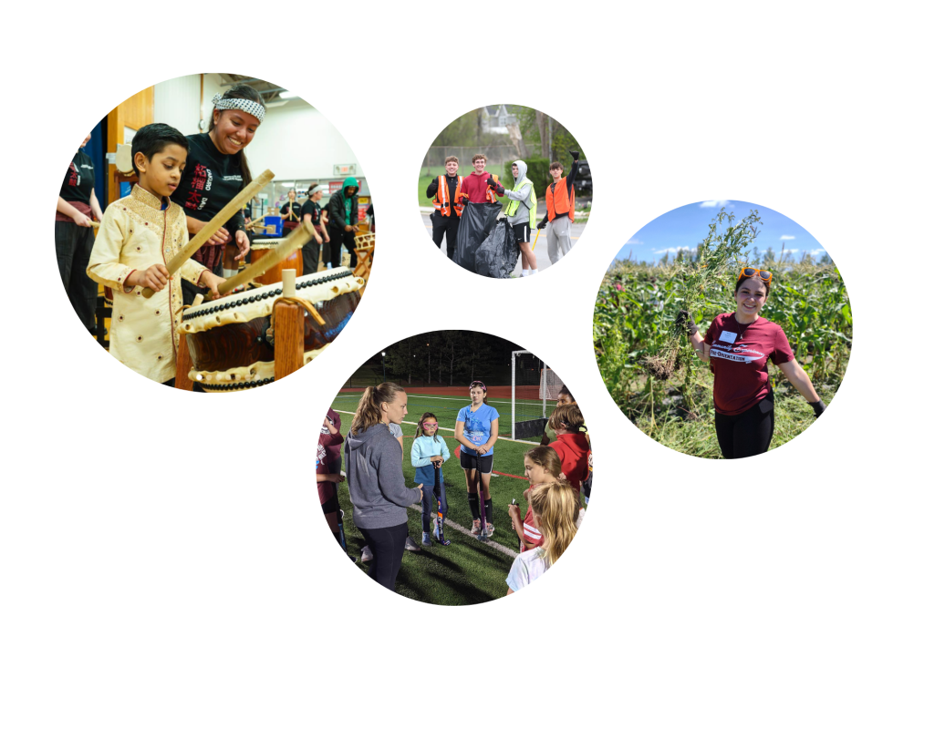 Images of students and staff engaged in community service