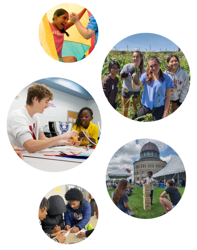 Students participating in community service