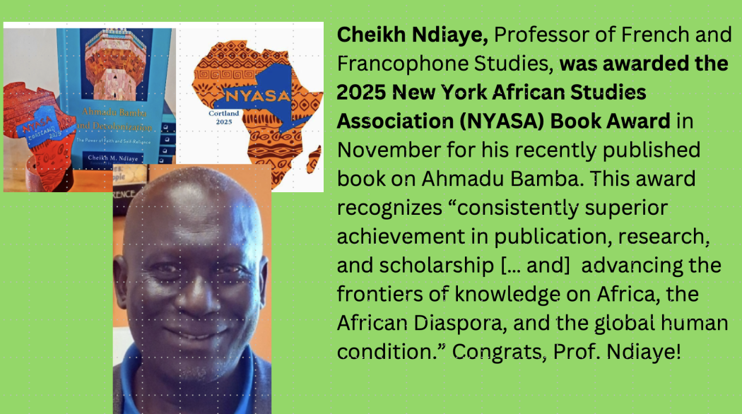 Prof Ndiaye's recently published book won the NYASA book prize of 2025.