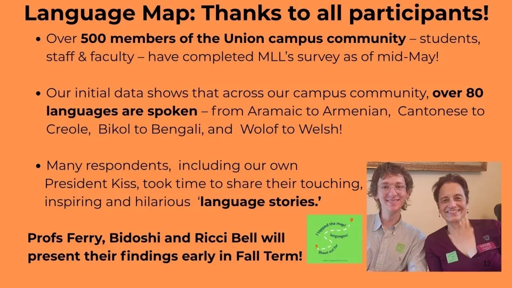 Results of Language Map survey at Union College