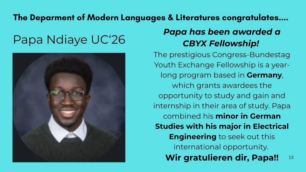 P Ndiaye awarded CBYX fellowship