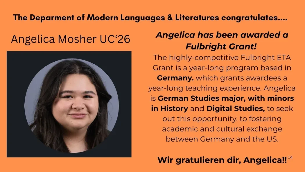 A Mosher awarded Fulbright Teaching fellowship