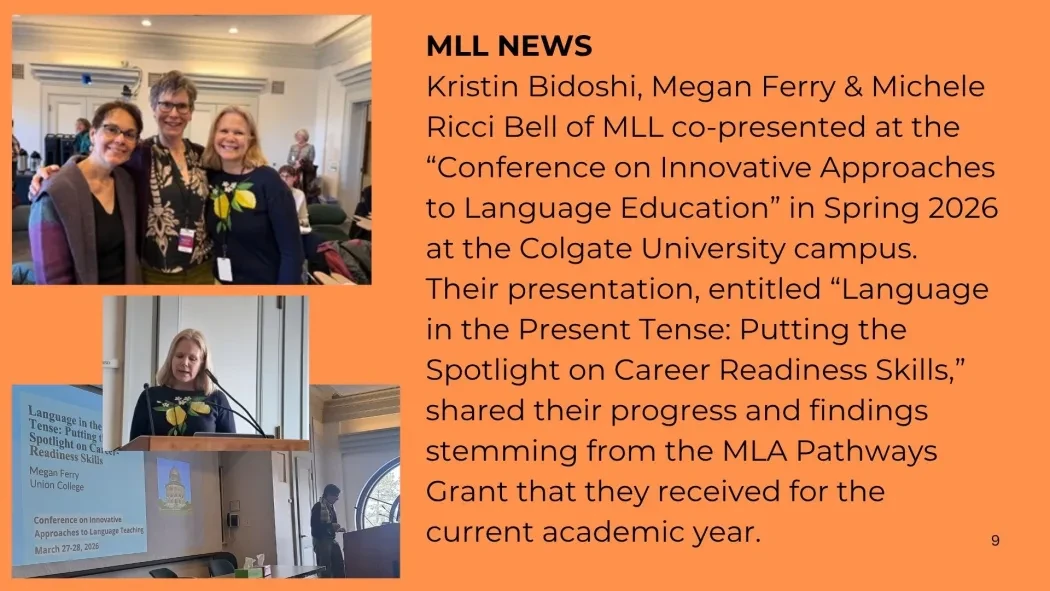 Ferry, Bidoshi and Bell present the work of their MLA MAPS grant at the Humanities Corridor conference at Colgate U in Spring 2026