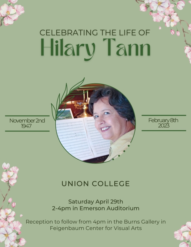 Invitation to Hilary Tann celebration of life