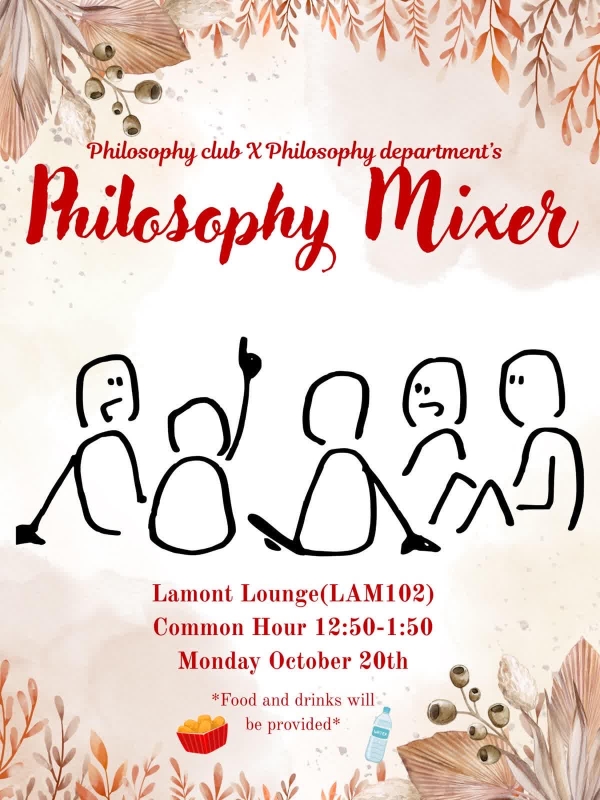 flyer for phl club and phl dept event mon oct 20 in lamont lounge during common hour
