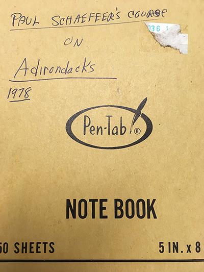 An original notebook with outlines of lectures for the first course on the Adirondacks
