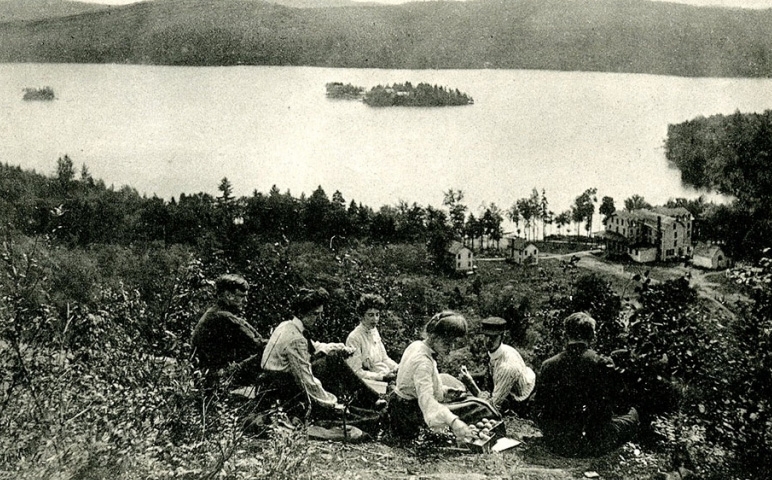 Lunch on top of Eagle Mountain. ARL Postcard Collection