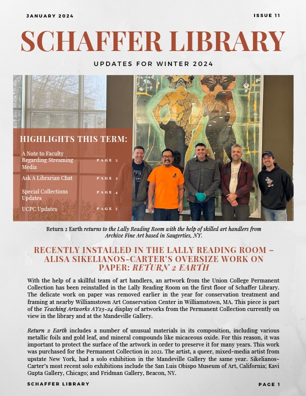 Schaffer Library Newsletter Winter 2024 - Issue 11 cover