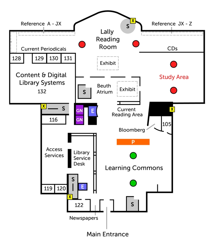 Schaffer Library Map First Floor