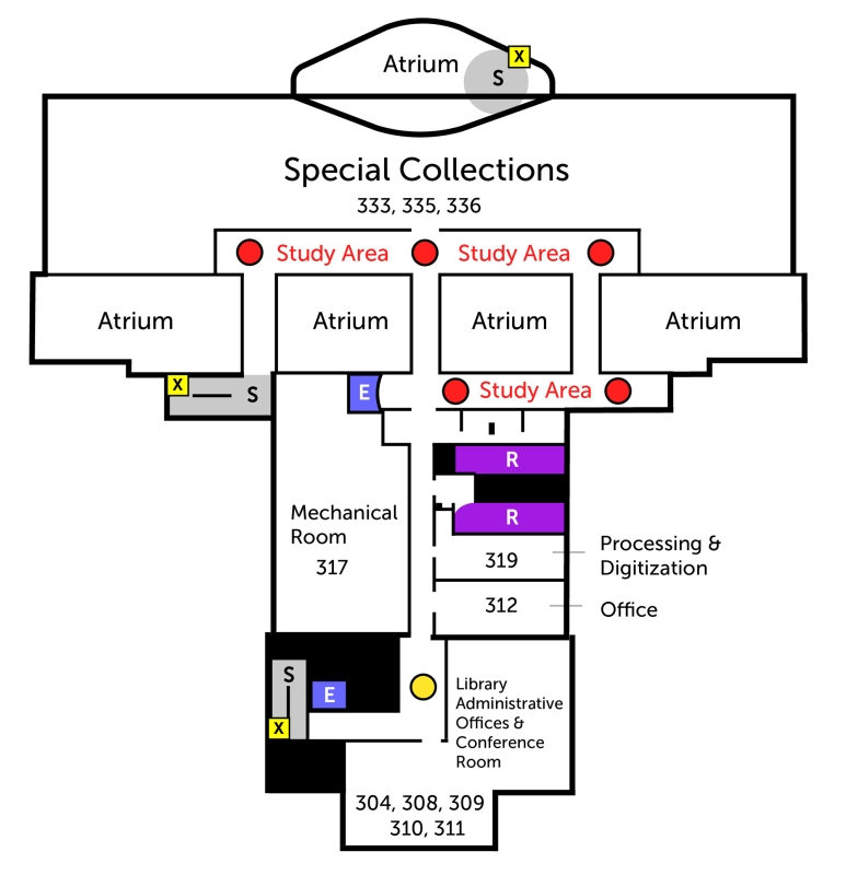 Schaffer Library Map Third Floor