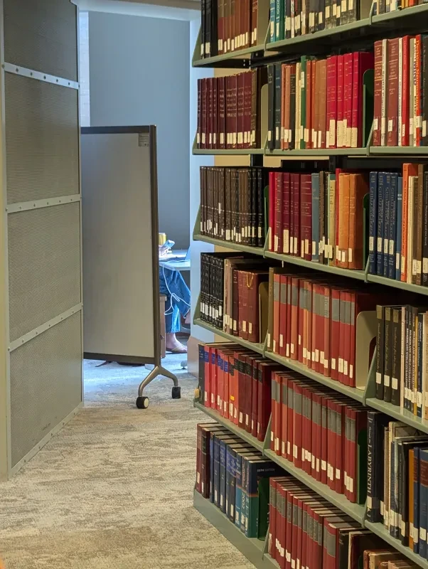 studying in corner of the library