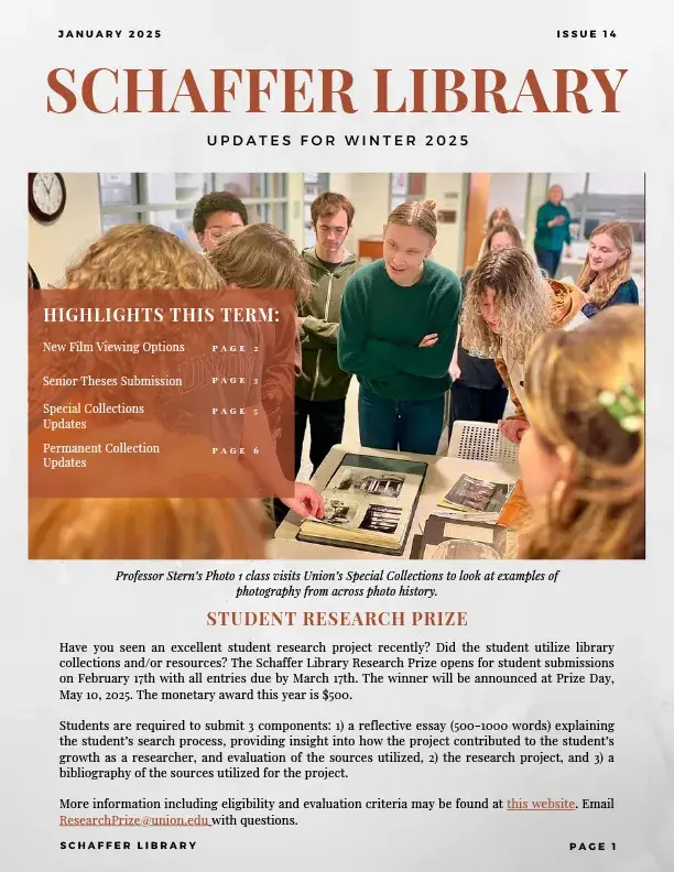 Schaffer Library Newsletter issue 14